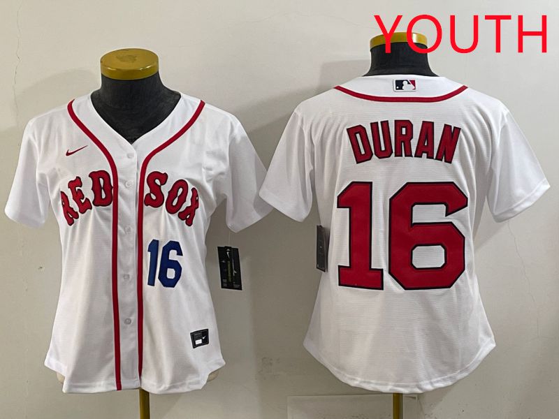 Youth 2025 Boston Red Sox #16 Duran White Game Nike MLB Jersey style 2->youth mlb jersey->Youth Jersey